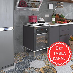 Ankastre Modülü Kabini Pança Tantra Gri 89-81*60*56 Fırın Ocak Dolabı Ayarlı Ayaklı Üstü Kapalı Beyaz