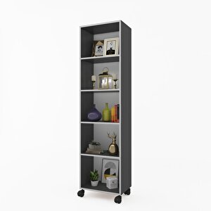 Kitaplık Beril 188x030x20 Gri Tekerlekli Mutfak Dolabı Banyo Ofis Ayakkabılık Kiler