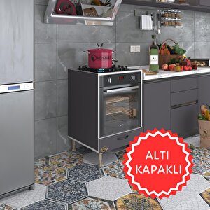 Ankastre Modülü Kabini Erbiyum Gri Fırın Ocak Dolabı Özel Boy Ayarlı Ayaklı Kapaklı