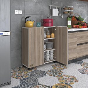 Kenzlife 2 Kapılı Dolap Rabia 088*070*032 Crd Kapaklı Tekerlekli Banyo Mutfak Ofis Kitaplık Ayakkabılık Kiler