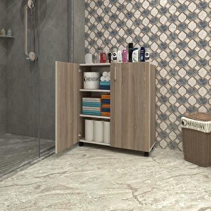 Kenzlife 2 Kapılı Dolap Rabia 088*070*032 Crd Kapaklı Tekerlekli Banyo Mutfak Ofis Kitaplık Ayakkabılık Kiler