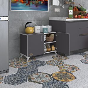 Kenzlife 2 Kapılı Dolap Rabia 048*070*032 Gri Kapaklı Ayaklı Banyo Mutfak Ofis Kitaplık Ayakkabılık Kiler
