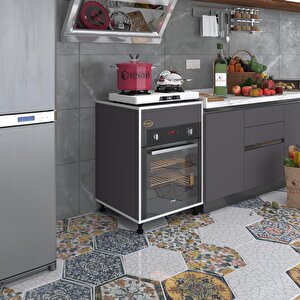 Ankastre Modülü Kabini Kalimera Gri 85*60*56 Fırın Ocak Dolabı Ayarlı Ayaklı Üstü Kapalı Beyaz
