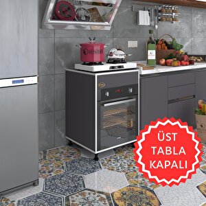 Ankastre Modülü Kabini Kalimera Gri 85*60*56 Fırın Ocak Dolabı Ayarlı Ayaklı Üstü Kapalı Beyaz