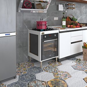 Ankastre Modülü Kabini Emir Timur3 Byz 89-81*60*56 Fırın Ocak Dolabı Ayarlı Ayaklı Beyaz