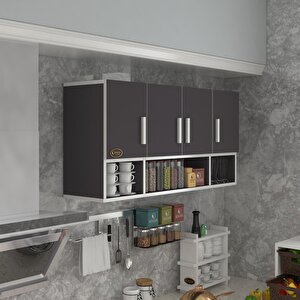 Hazır Mutfak Severus Gri 060*120*32 Mutfak Banyo Dolabı Kapaklı Raflı