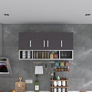 Kenzlife Hazır Mutfak Severus Gri 060*120*32 Mutfak Banyo Dolabı Kapaklı Raflı