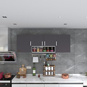 Kenzlife Hazır Mutfak Packey Gri 060*180*32 Mutfak Banyo Dolabı Kapaklı Raflı