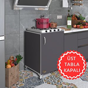 Ocak Dolabı Hoşseda Gri 85*60*56 Hazır Mutfak Klasik Set Üstü Ocak Için Arkalıksız