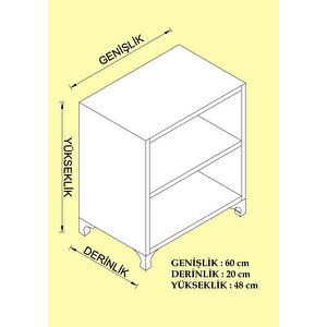 Kenzlife Kitaplık Beril 048x060x20 Gri Tekerlekli Mutfak Dolabı Banyo Ofis Ayakkabılık Kiler