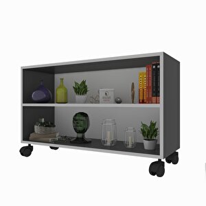 Kitaplık Beril 048*090*020 Gri Tekerlekli Mutfak Dolabı Banyo Ofis Ayakkabılık Kiler