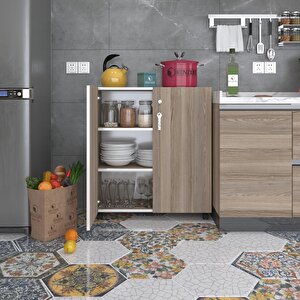 2 Kapılı Dolap Çilem 088*070*032 Crd Kilitli Tekerlekli Banyo Mutfak Ofis Kitaplık Ayakkabılık Kiler
