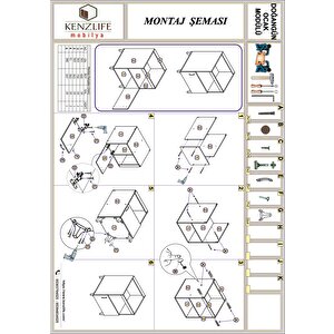 Kenzlife Ocak Dolabı Doğangün Crd 85*60*56 Hazır Mutfak Ankastre Gömme Ocak Için Arkalıksız