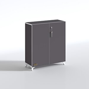 Kenzlife 2 Kapılı Dolap Çilem 088*070*032 Gri Kilitli Ayaklı Banyo Mutfak Ofis Kitaplık Ayakkabılık Kiler