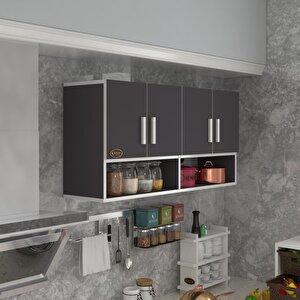 Hazır Mutfak Vesper Gri 060*120*32 Mutfak Banyo Dolabı Kapaklı Raflı