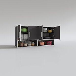 Hazır Mutfak Vesper Gri 060*120*32 Mutfak Banyo Dolabı Kapaklı Raflı