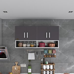 Kenzlife Hazır Mutfak Vesper Gri 060*120*32 Mutfak Banyo Dolabı Kapaklı Raflı