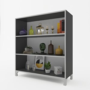 Kitaplık Tuğçe 108x090x020 Gri Ayaklı Mutfak Dolabı Banyo Ofis Ayakkabılık Kiler