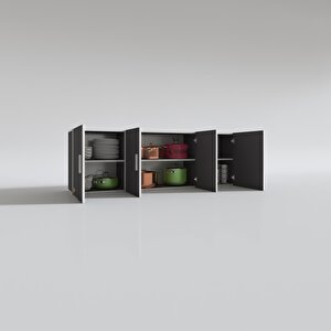 Hazır Mutfak Silvanus Gri 060*180*22 Mutfak Banyo Dolabı Kapaklı Raflı