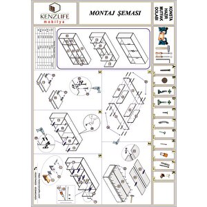 Kenzlife Hazır Mutfak Konsta Crd 060*150*32 Mutfak Banyo Dolabı Kapaklı Raflı