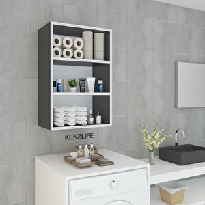Kenzlife Mutfak Dolabı Itır 090.060.30 Gri 2 Raflı Kapaksız Ofis Banyo Kiler Evrak Kitaplık