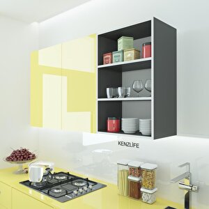 Kenzlife Mutfak Dolabı Itır 090.060.30 Gri 2 Raflı Kapaksız Ofis Banyo Kiler Evrak Kitaplık