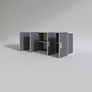 Hazır Mutfak Marina Gri 060*150*32 Mutfak Banyo Dolabı Kapaklı Raflı