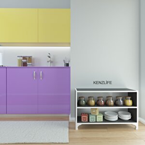 Kenzlife Kitaplık Tuğçe 048*090*020 Gri Ayaklı Mutfak Dolabı Banyo Ofis Ayakkabılık Kiler