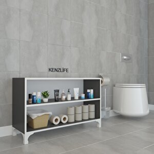 Kenzlife Kitaplık Tuğçe 048*090*020 Gri Ayaklı Mutfak Dolabı Banyo Ofis Ayakkabılık Kiler