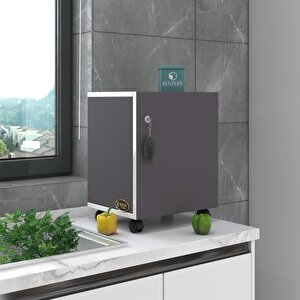 Mutfak Dolabı Zehra 048*030*032 Gri Kilitli Tekerlekli Banyo Evrak Ofis Kitaplık Ayakkabılık Kiler