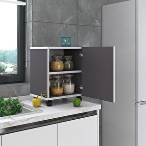 Kenzlife Mutfak Dolabı Mine 048*030*032 Gri Kapaklı Tekerlekli Banyo Evrak Ofis Kitaplık Ayakkabılık Kiler