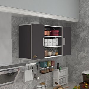 Hazır Mutfak Honnor22 Gri 060*120*22 Mutfak Banyo Dolabı Kapaklı Raflı