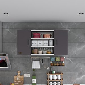 Hazır Mutfak Honnor22 Gri 060*120*22 Mutfak Banyo Dolabı Kapaklı Raflı