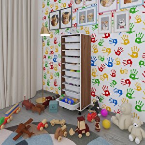 Sepetli Mutfak Dolabı Ruberu Cvz 134x45x30 Banyo Oyuncak Çamaşır Beyaz 10 Lu Sepet