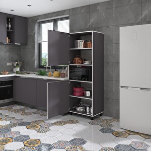 Fırın Dolabı Fadime Gri 185*66*45 Mutfak Banyo Kiler Ofis