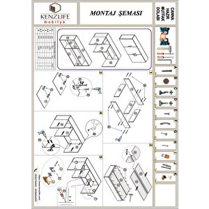 Kenzlife Hazır Mutfak Canna22 Crd 060*120*22 Mutfak Banyo Dolabı Kapaklı Raflı