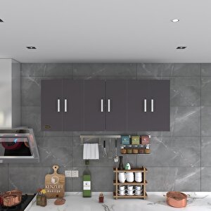 Kenzlife Hazır Mutfak Zanobi Gri 060*180*32 Mutfak Banyo Dolabı Kapaklı Raflı