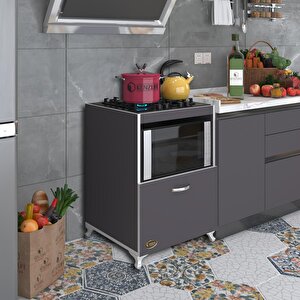 Ocak Dolabı Demi Gri 85*60*57 Mutfak Modül Mini Fırın  Ankastre Ocak Için