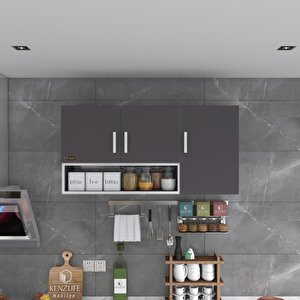 Hazır Mutfak Mirena22 Gri 060x120x22 Mutfak Banyo Dolabı Kapaklı Raflı