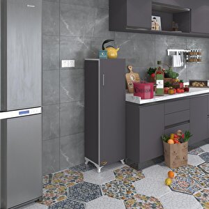 Mutfak Dolabı Mine 128*030*032 Gri Kapaklı Ayaklı Banyo Evrak Ofis Kitaplık Ayakkabılık Kiler