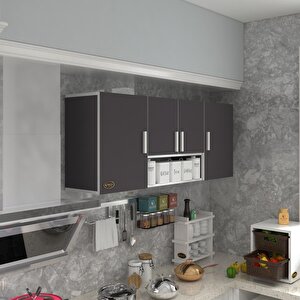 Hazır Mutfak Floro22 Gri 060x150x22 Mutfak Banyo Dolabı Kapaklı Raflı