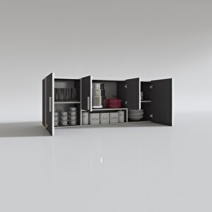 Hazır Mutfak Floro22 Gri 060*150*22 Mutfak Banyo Dolabı Kapaklı Raflı