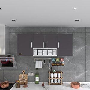 Kenzlife Hazır Mutfak Floro22 Gri 060*150*22 Mutfak Banyo Dolabı Kapaklı Raflı