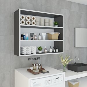 Kenzlife Mutfak Dolabı Itır 090.090.30 Gri 2 Raflı Kapaksız Ofis Banyo Kiler Evrak Kitaplık