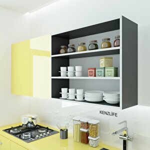 Kenzlife Mutfak Dolabı Itır 090.090.30 Gri 2 Raflı Kapaksız Ofis Banyo Kiler Evrak Kitaplık
