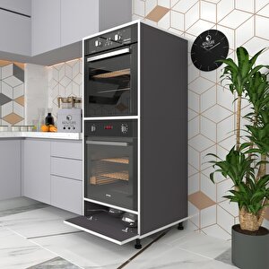 Fırın Dolabı Halime Gri 145*60*56 Mutfak Kapaklı Ayaklı Banyo Kiler Ofis