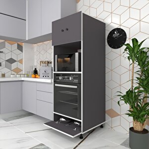 Fırın Dolabı Halide Gri 162*60*56 Mutfak Kapaklı Ayaklı Banyo Kiler Ofis