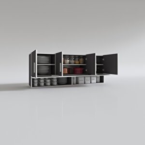 Kenzlife Hazır Mutfak General Gri 060*150*32 Mutfak Banyo Dolabı Kapaklı Raflı