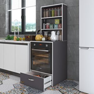 Ankastre Fırın Dolabı Aybirgen Gri 165*60*56 Mutfak Çekmeceli