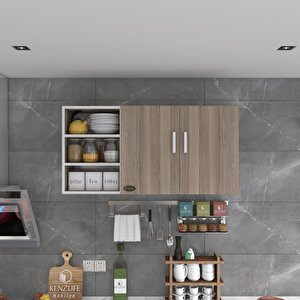 Kenzlife Hazır Mutfak Castus22 Crd 060*120*22 Mutfak Banyo Dolabı Kapaklı Raflı